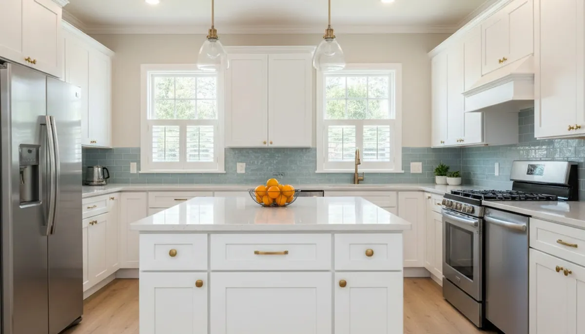 Finished cabinet refinishing in Tampa FL kitchen showcasing smooth, durable paint and modern commercial finish