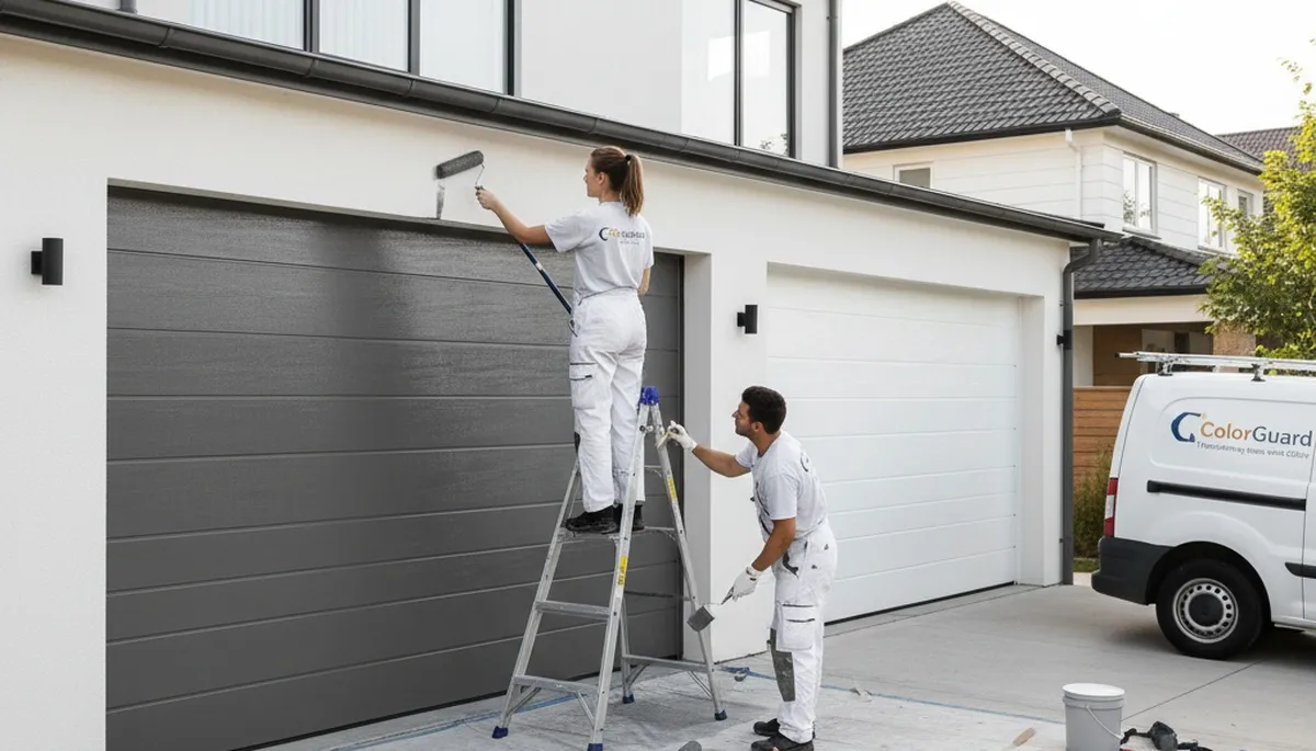 Professional garage door painting in Tampa FL enhancing curb appeal with durable exterior finishes