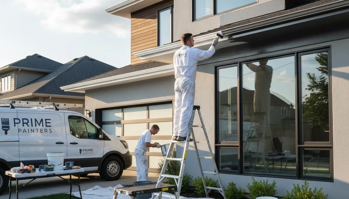 Professional gutter painting on Tampa FL home exterior by local house painters