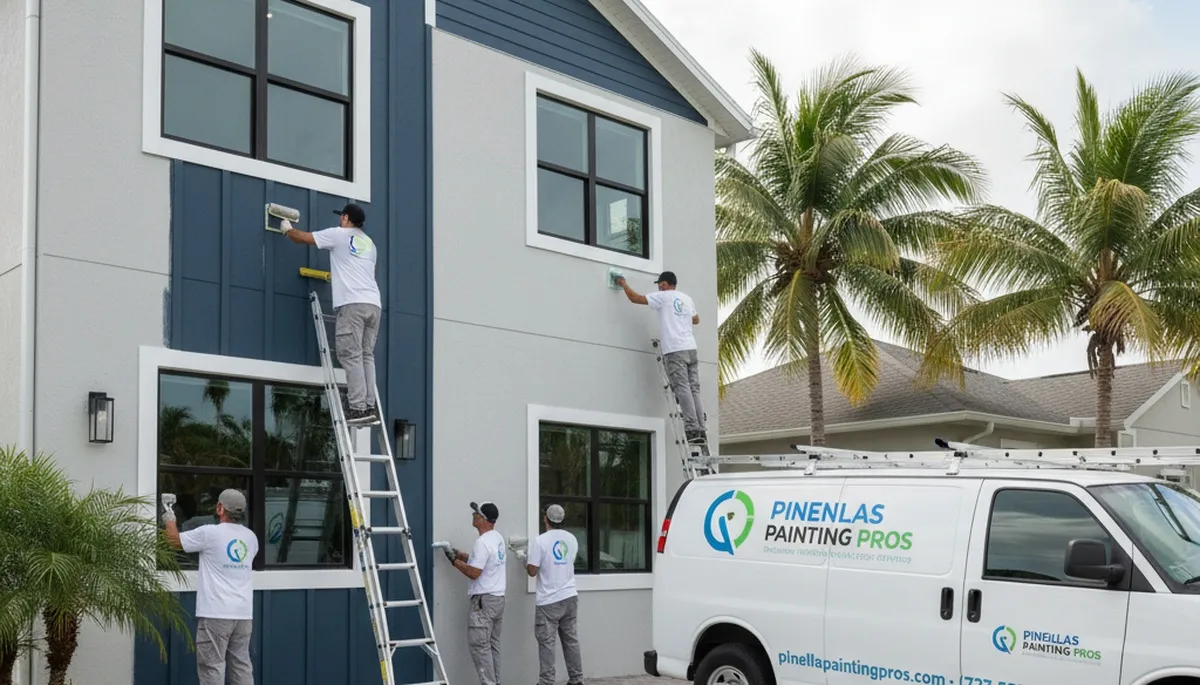 Professional house painters improving home exterior in Tampa FL